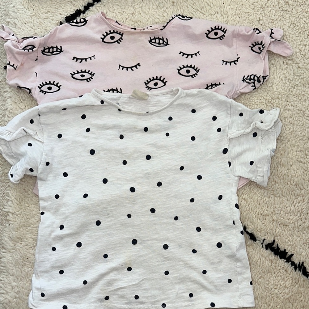 Zara Kids' Pink and White Graphic T-Shirts